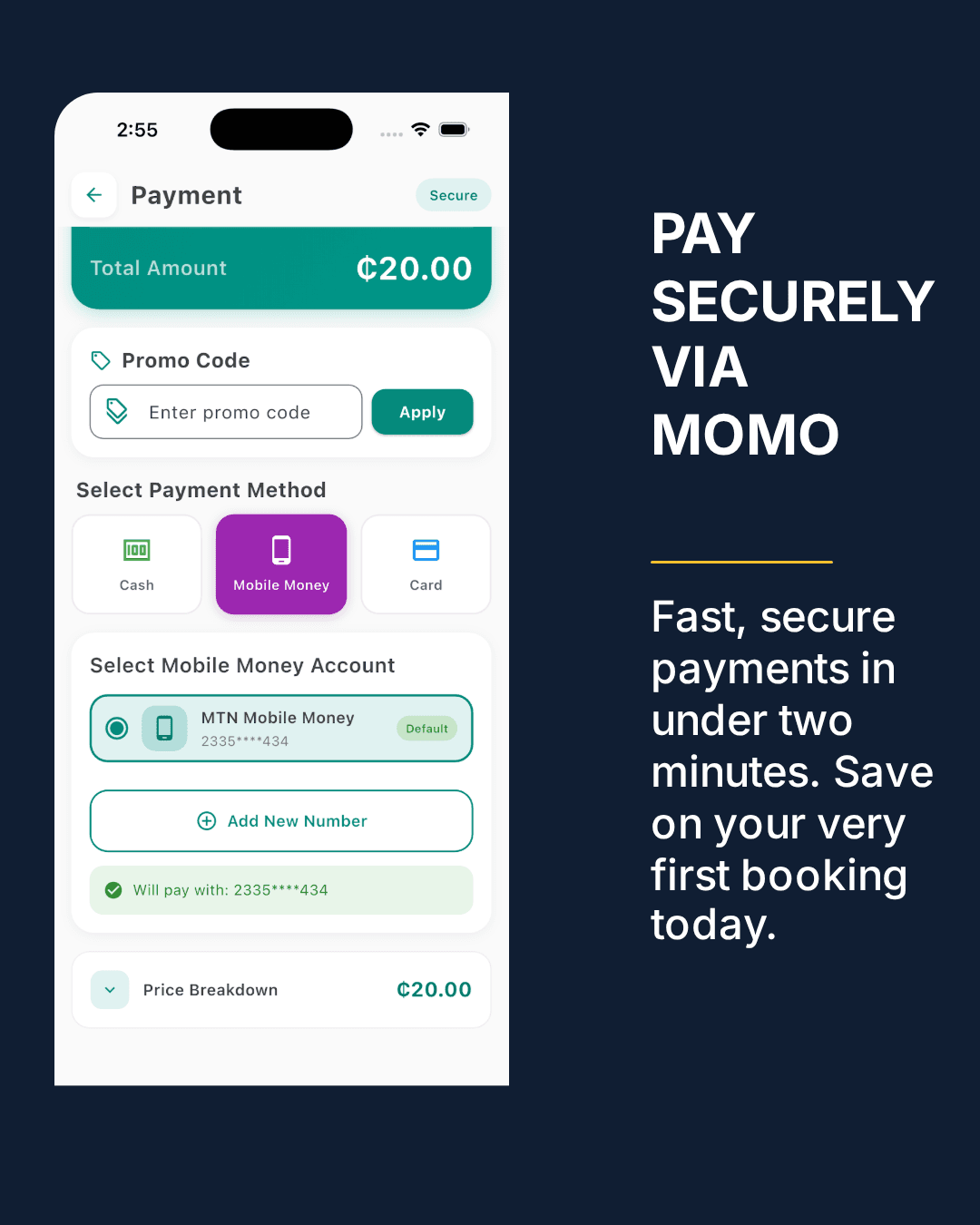 Pay securely with MoMo
